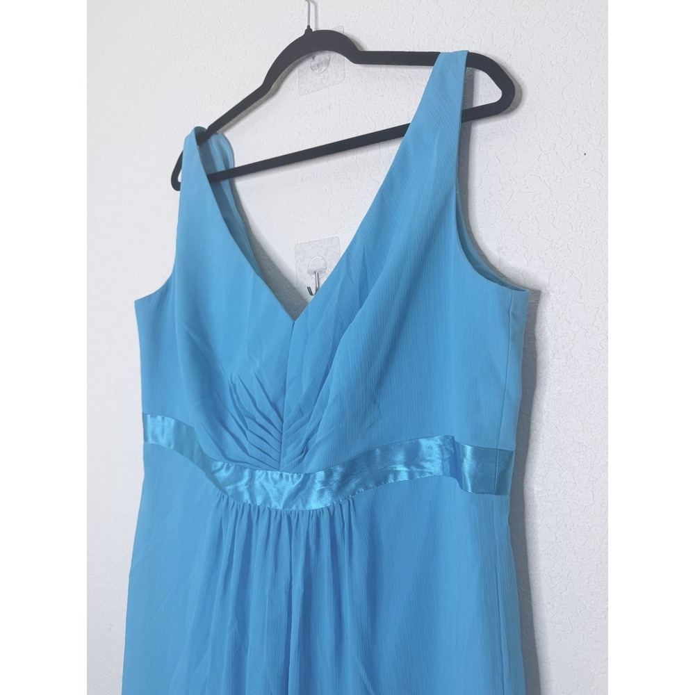 Davids Bridal Formal Dress Womens Size 20 Blue Chiffon Wedding Bridesmaid - Picture 5 of 13